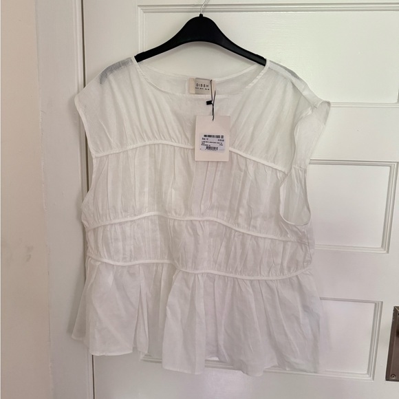 DISSH- FLYNN WHITE LINEN BLEND TIERED TOP - Picture 2 of 5